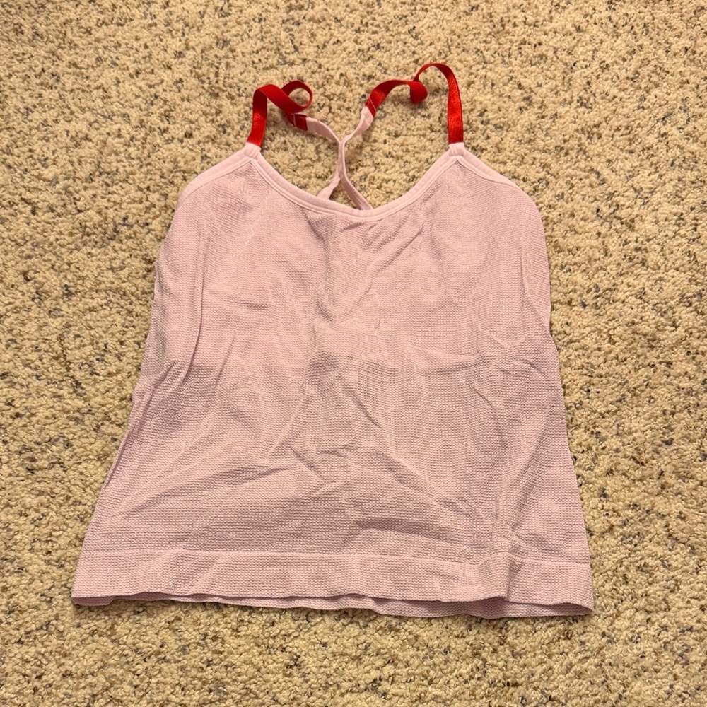 JoyLab Pink Active Crop Tank with Red Strap Detail